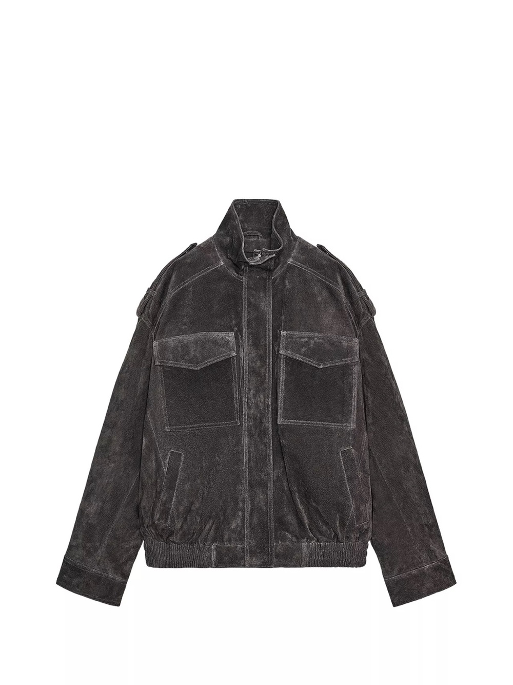Zara Washed Suede Utility Jacket